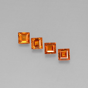캐럿 천연 만다린 오렌지 스페사르타이트 가넷 보석, 스퀘어, 3.7×3.6 mm, VS
