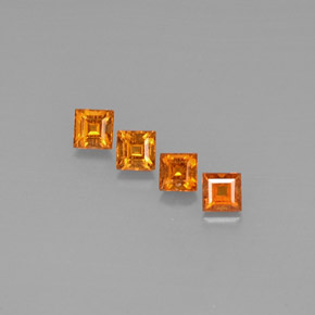캐럿 천연 만다린 오렌지 스페사르타이트 가넷 보석, 스퀘어, 3.3×3.3 mm, VS