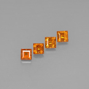캐럿 천연 만다린 오렌지 스페사르타이트 가넷 보석, 스퀘어, 3.3×3.3 mm, VS