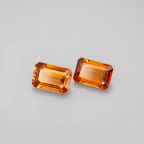 캐럿 천연 만다린 오렌지 스페사르타이트 가넷 보석, 에메랄드 컷, 6×4.1 mm, VS