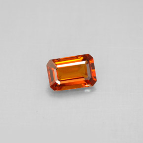 0.91캐럿 천연 만다린 오렌지 스페사르타이트 가넷, 에메랄드 컷, 6.7×4.6 mm, VS