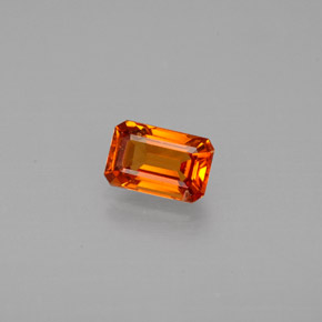 0.71캐럿 천연 만다린 오렌지 스페사르타이트 가넷, 에메랄드 컷, 6.1×4 mm, VVS-VS