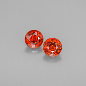 캐럿 천연 레드 오렌지 스페사르타이트 가넷 보석, 라운드 컷, 5.36 mm, VVS-VS