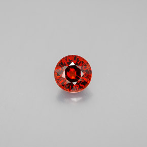 0.89캐럿 천연 레드 오렌지 스페사르타이트 가넷, 라운드 컷, 5.34 mm, VVS-VS