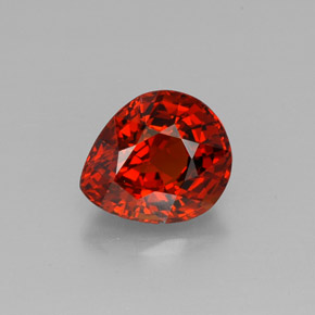 2.90캐럿 천연 레드 오렌지 스페사르타이트 가넷, 배 모양, 8.9×7.7 mm, VVS