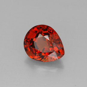 2.90캐럿 천연 레드 오렌지 스페사르타이트 가넷, 배 모양, 8.9×7.7 mm, VVS