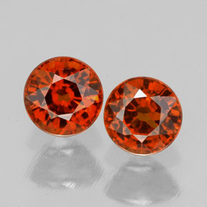 캐럿 천연 레드 오렌지 스페사르타이트 가넷 보석, 라운드 컷, 5.27 mm, VVS-VS