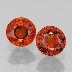 캐럿 천연 레드 오렌지 스페사르타이트 가넷 보석, 라운드 컷, 5.27 mm, VVS-VS