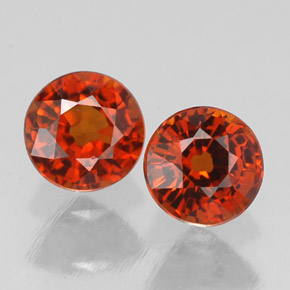 캐럿 천연 레드 오렌지 스페사르타이트 가넷 보석, 라운드 컷, 5.13 mm, VVS-VS