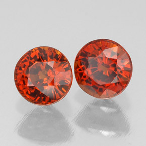 캐럿 천연 레드 오렌지 스페사르타이트 가넷 보석, 라운드 컷, 5.17 mm, VVS-VS