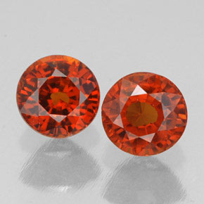 캐럿 천연 레드 오렌지 스페사르타이트 가넷 보석, 라운드 컷, 5.29 mm, VVS-VS