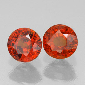 캐럿 천연 레드 오렌지 스페사르타이트 가넷 보석, 라운드 컷, 5.29 mm, VVS-VS