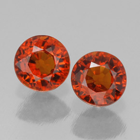 캐럿 천연 레드 오렌지 스페사르타이트 가넷 보석, 라운드 컷, 5.11 mm, VVS-VS