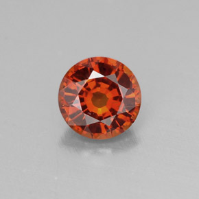 0.69캐럿 천연 레드 오렌지 스페사르타이트 가넷, 라운드 컷, 5.19 mm, VVS-VS