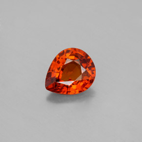 1.57캐럿 천연 레드 오렌지 스페사르타이트 가넷, 배 모양, 7.8×6.6 mm, VS