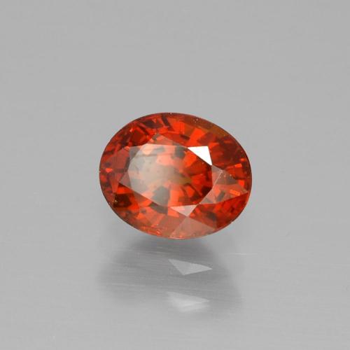 1.22캐럿 천연 밝은 빨간색 스페사르타이트 가넷, 타원형 컷, 6.6×5.4 mm, VVS-VS