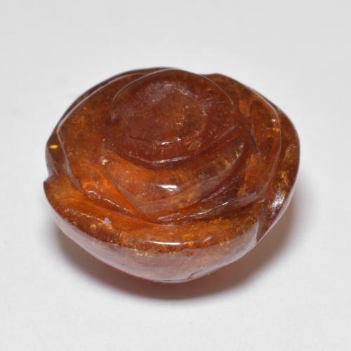 22.72캐럿 천연 붉은빛 오렌지 스페사르타이트 가넷, 플라워 컷, 15.8×15 mm, 투명한