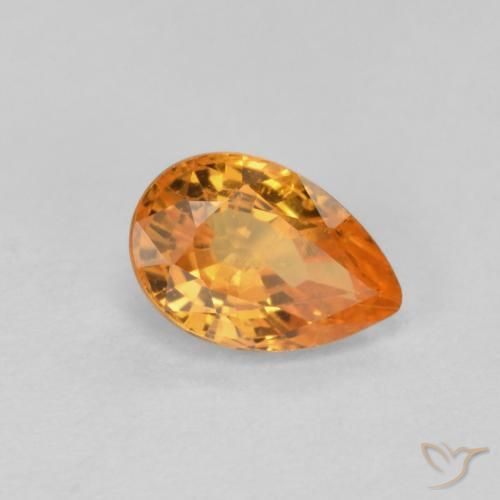 0.58ct 자연스러운 미디엄 오렌지 스페사르타이트 원사, 배 모양, VS-SI