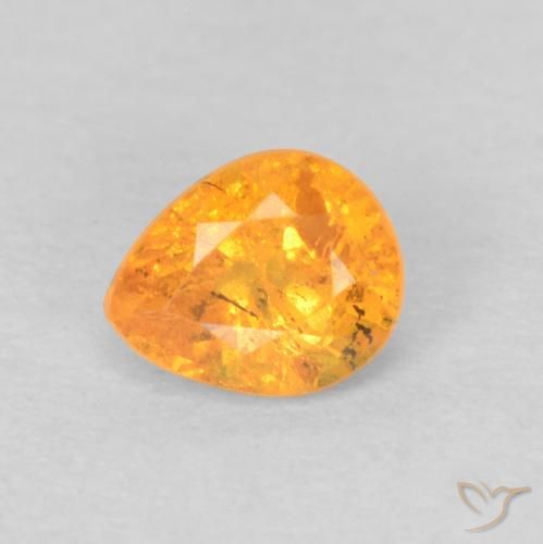 0.38ct 자연스러운 미디엄 오렌지 스페사르타이트 원사, 배 모양, VS
