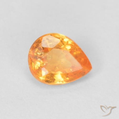 0.42캐럿 천연 인텐스 오렌지 스페사르타이트 가넷, 배 모양, 4.9×3.9 mm, VS