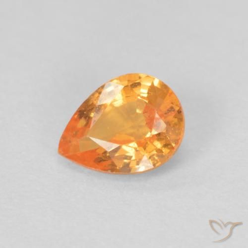 0.39ct 자연스러운 밝은 주황색 스페사르타이트 원사, 배 모양, VVS-VS
