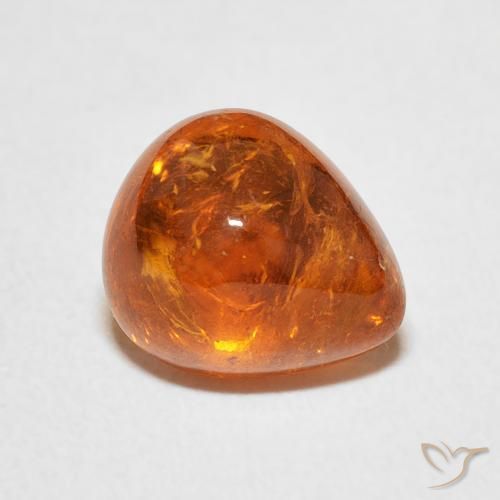 3.88ct 자연스러운 딥 오렌지 스페사르타이트 원사, 배 모양, 투명한