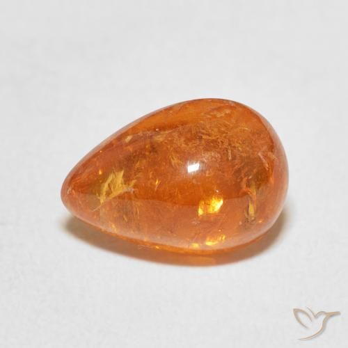 4.09ct 자연스러운 앰버 오렌지 스페사르타이트 원사, 배 모양, 투명한