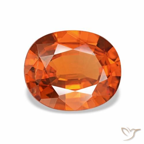 2.13캐럿 천연 붉은빛 오렌지 스페사르타이트 가넷, 타원형 컷, 9×7.3 mm, VS