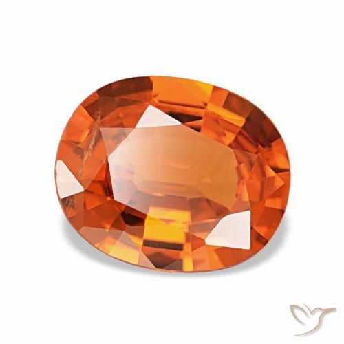 2.13캐럿 천연 붉은빛 오렌지 스페사르타이트 가넷, 타원형 컷, 9×7.3 mm, VS