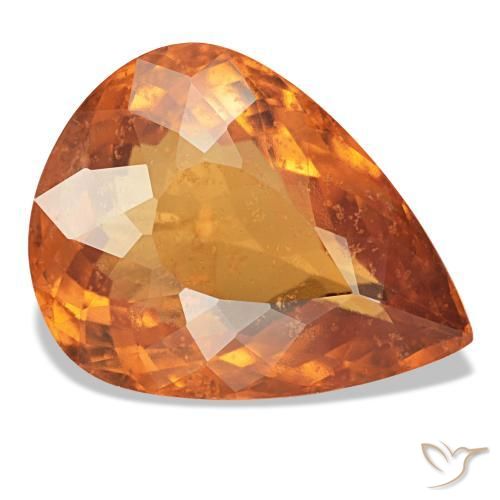 7.66캐럿 천연 딥 오렌지 스페사르타이트 가넷, 배 모양, 14.7×11.3 mm, VS
