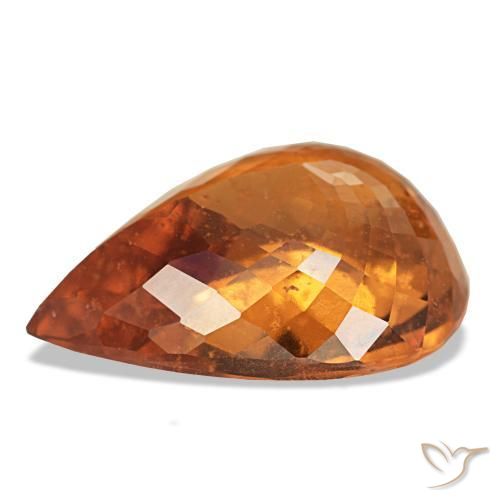 7.66캐럿 천연 딥 오렌지 스페사르타이트 가넷, 배 모양, 14.7×11.3 mm, VS