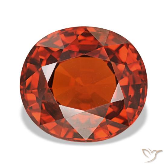 4.35캐럿 천연 파이어 레드 스페사르타이트 가넷, 타원형 컷, 9.6×8.7 mm, VVS-VS