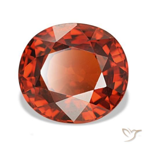 4.35캐럿 천연 파이어 레드 스페사르타이트 가넷, 타원형 컷, 9.6×8.7 mm, VVS-VS