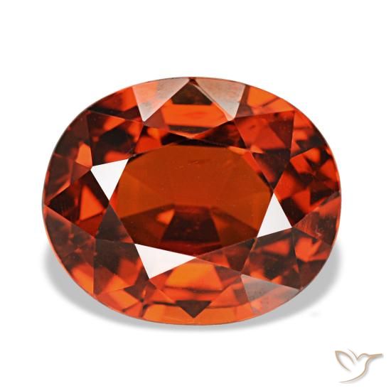 3.89캐럿 천연 밝은 빨간색 스페사르타이트 가넷, 타원형 컷, 9×7.5 mm, VS