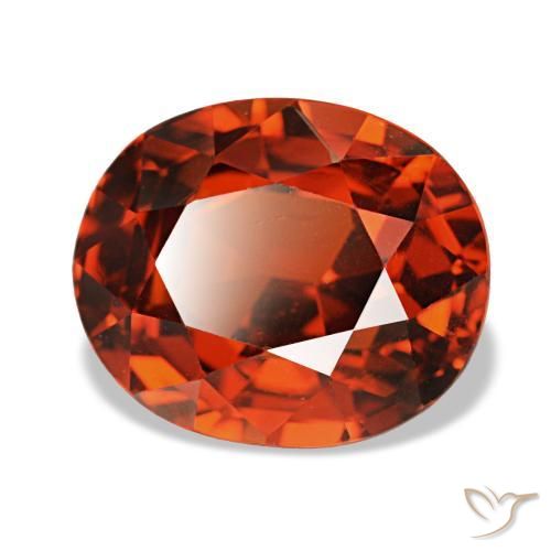 3.89캐럿 천연 밝은 빨간색 스페사르타이트 가넷, 타원형 컷, 9×7.5 mm, VS