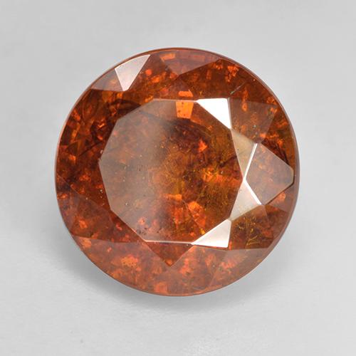 11.33캐럿 천연 딥 오렌지 스팔레라이트, 라운드 컷, 12.75 mm, SI-I1