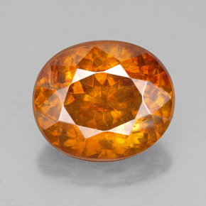 7.77캐럿 천연 오렌지 스팔레라이트, 타원형 컷, 12.4×10.6 mm, SI-I1