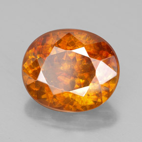 7.77캐럿 천연 오렌지 스팔레라이트, 타원형 컷, 12.4×10.6 mm, SI-I1