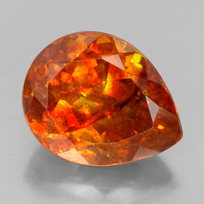19.73캐럿 천연 오렌지 스팔레라이트, 배 모양, 17.4×13.9 mm, SI