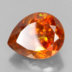 19.73캐럿 천연 오렌지 스팔레라이트, 배 모양, 17.4×13.9 mm, SI