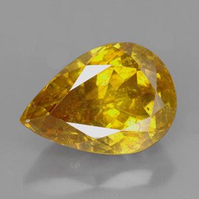 7.55캐럿 천연 옐로우 스팔레라이트, 배 모양, 13.8×9.7 mm, SI