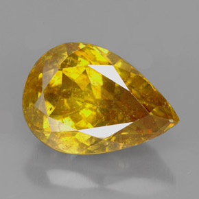 7.55캐럿 천연 옐로우 스팔레라이트, 배 모양, 13.8×9.7 mm, SI