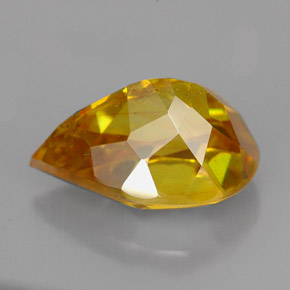 7.55캐럿 천연 옐로우 스팔레라이트, 배 모양, 13.8×9.7 mm, SI