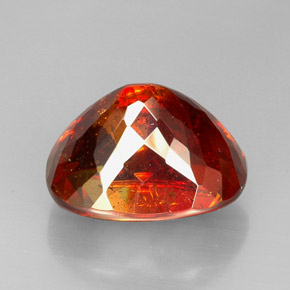 54.74캐럿 천연 레드 오렌지 스팔레라이트, 투명한, 22.1×18.5 mm, 투명/반투명