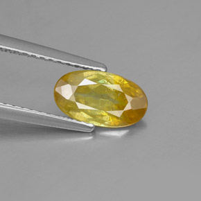1.26캐럿 천연 옐로우 스팔레라이트, 타원형 컷, 9.2×5.3 mm, SI