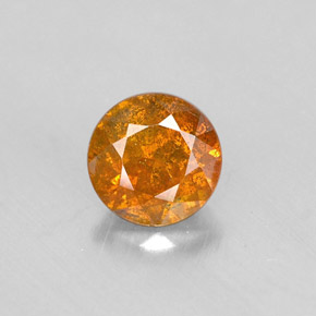 0.57캐럿 천연 오렌지 스팔레라이트, 라운드 컷, 4.95 mm, VS-SI