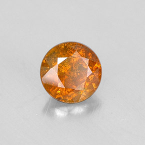 0.57캐럿 천연 오렌지 스팔레라이트, 라운드 컷, 4.95 mm, VS-SI