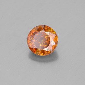 1.60캐럿 천연 붉은빛 오렌지 스팔레라이트, 라운드 컷, 6.65 mm, SI