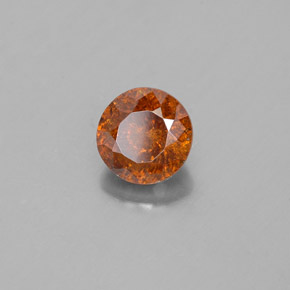 1.39캐럿 천연 붉은빛 오렌지 스팔레라이트, 라운드 컷, 6.11 mm, SI