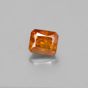 1.22캐럿 천연 붉은빛 오렌지 스팔레라이트, 에메랄드 컷, 5.7×4.9 mm, SI